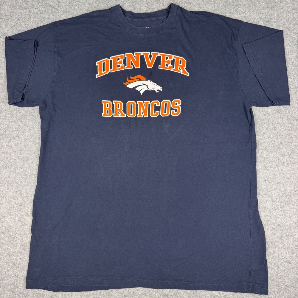 Majestic Denver Broncos T Shirt Mens 4XLT Navy Blue Big Tall NFL Football Graphi